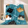 Cute Cat Print Blanket Home Travel Camping Blanket Single Layer Flannel Shawl Blanket Soft Cartoon Fleece Blanket