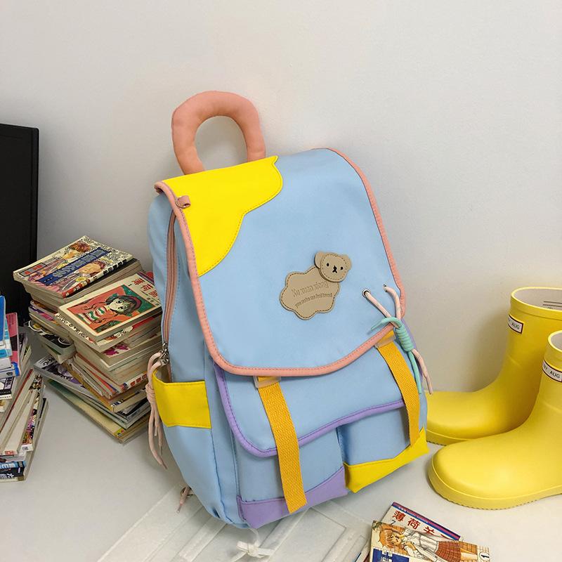 Backpack New Large-capacity High School Students Cute Backpack Contrasting Color Primary School Backpack