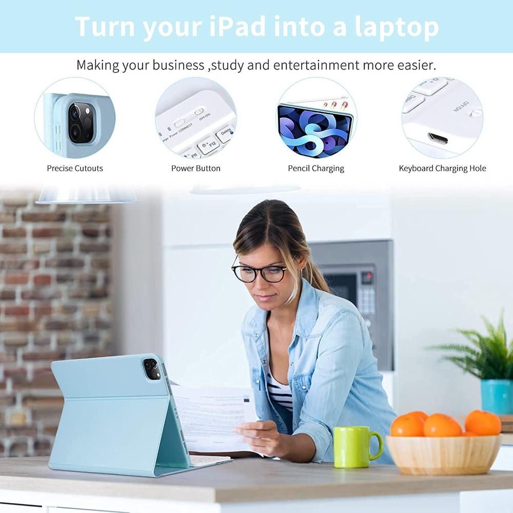 Leather Keyboard Case for iPad 10 102 Air 5 with Pencil Slot Pro 129 97 Bluetooth Keyboard Protective Cover