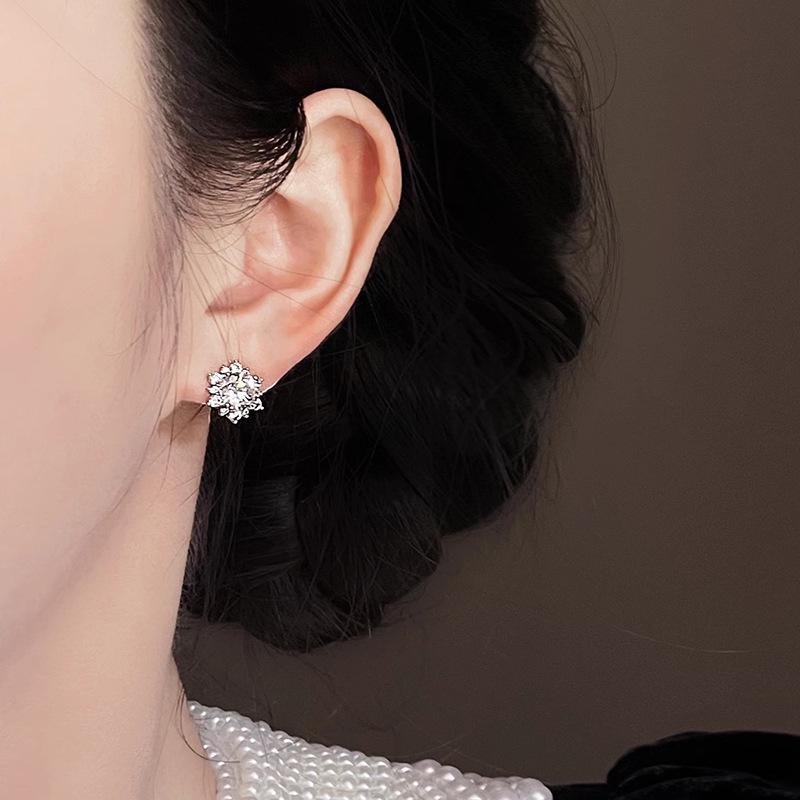 Sunflower Zircon Earrings for Women - Light Luxury Fashion, Japanese & Korean Style, Autumn/Winter Commuter Earrings
