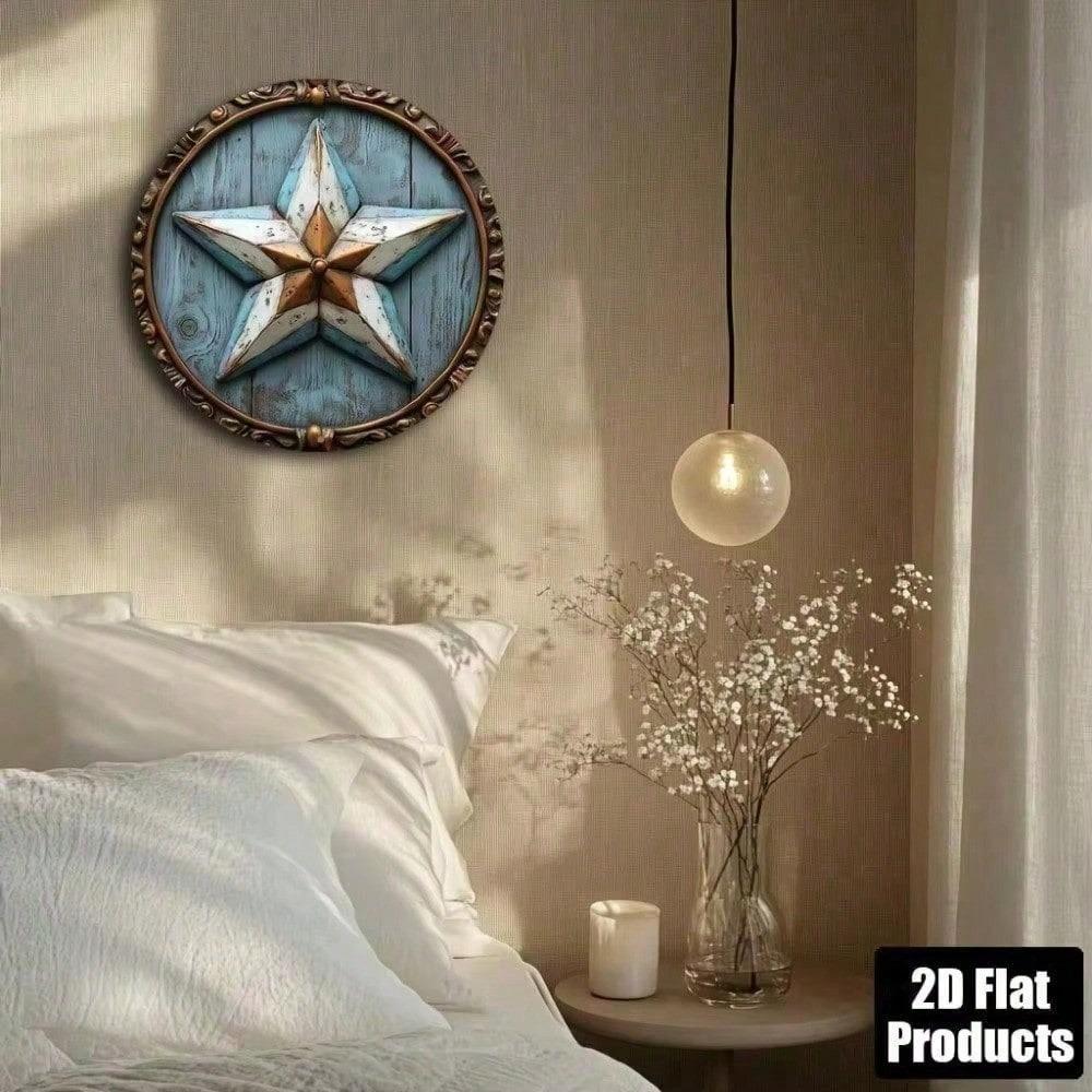 Texas Star 8x8 Inch Metal Wall Sign Rustic Farmhouse Art for Home Bar Kitchen Office