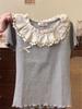Women's Pure Cotton Lace Collar Ruffle Bow Short Sleeve Top