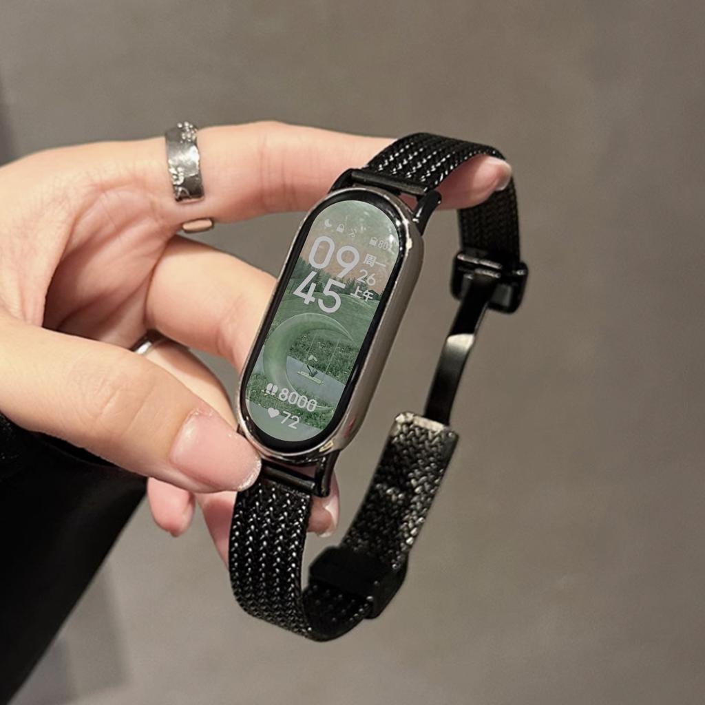 Magnetic Folding Buckle Metal Strap for Xiaomi Watch 10 9 8 Stainless Steel Slim Band for Miband 10 9 8 NFC Smartwatch Bracelet