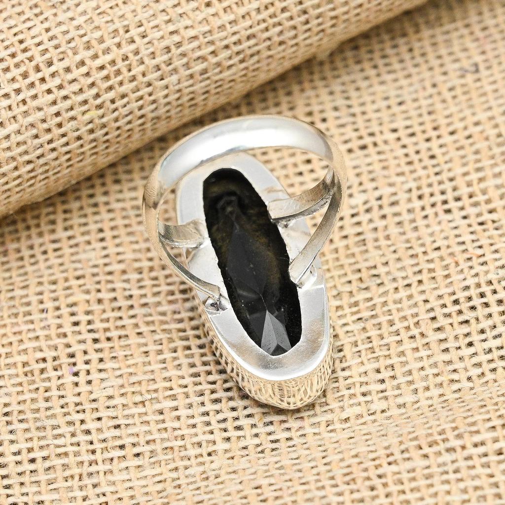 Lovely Black Spinel Gemstone 925 Sterling Silver Handmade Ring Jewlery For Her