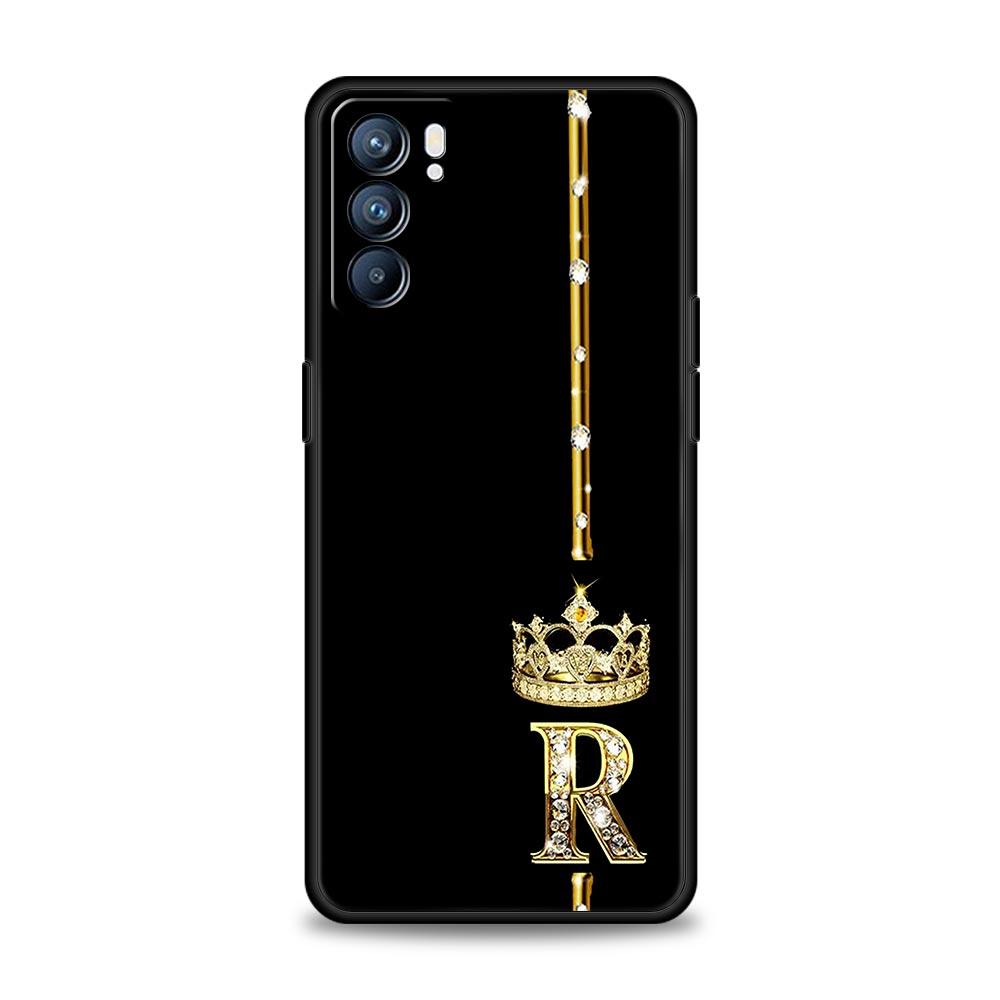 Case For Oppo Find X6 Pro X5 A54 A53 A52 A9 A15 A95 A17 A16 A76 A74 A57 A31 Reno8 Reno7 Reno6 Pro 5G Cover Crown Letter Letters