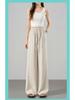 YAMAMOTO Women's Linen Pants - Summer 2026 High Waist, Drapey, Casual, Narrow Straight, Wide-Leg Style.