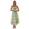 Abito lungo da donna alla moda con scollo all'americana senza maniche per le vacanze