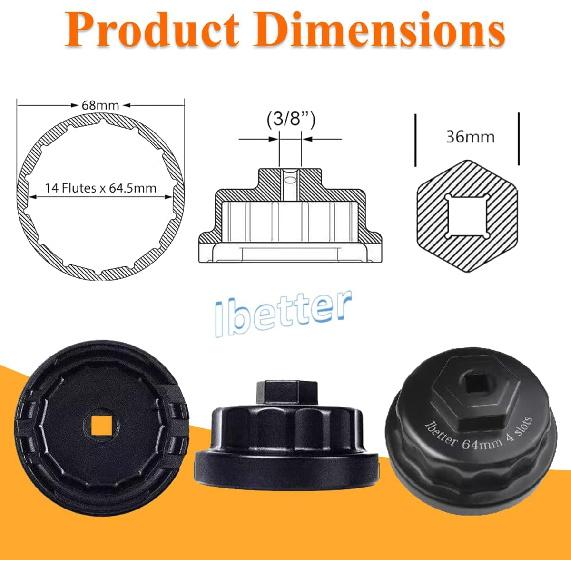 Heavy Duty Oil Filter Wrench For Toyota,Lexus,RAV4,Camry,Tundra,Highlander,Sienna,Cruiser,Venza-Filter Cap Removal Socket Tool For 2.5-5.7L Engines