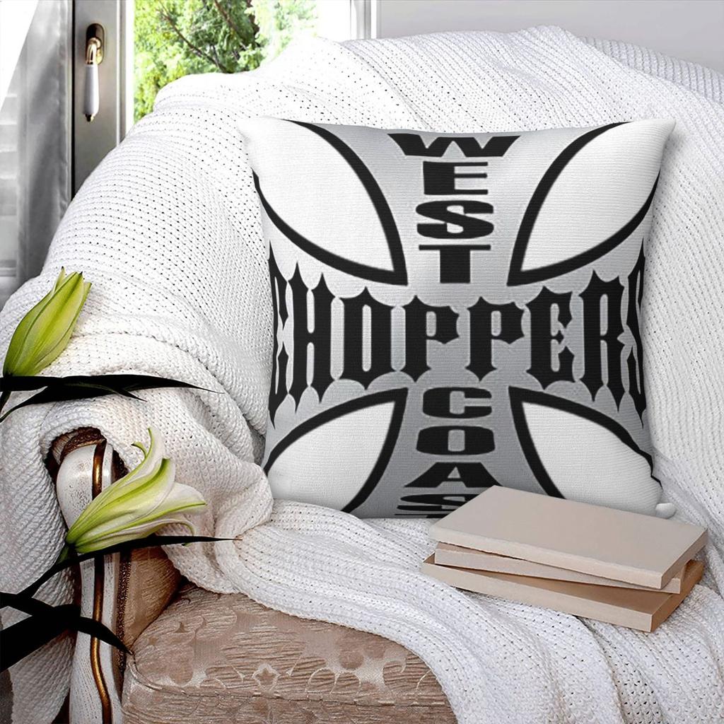 Personalized West Coast Iron Cross Choppers Square Pillowcase Pillow Cover Cushion Zip Decorative Throw Pillow for Home Car