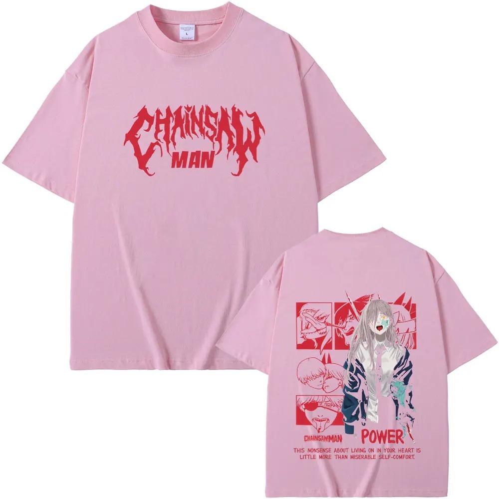 2026 Anime Chainsaw Man T-shirt Fans Gift Power Graphic T Shirts Men Women Manga Vintage Oversized Streetwear Male Fashion Streetwear