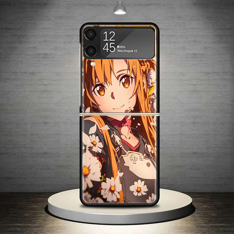 Anime Sword Art Online SAO Phone Case For Samsung Galaxy Z Flip 7 6 5 4 3 5G Shockproof Cover Z Flip7 Flip6 ZFlip5 Flip3 Flip4 L