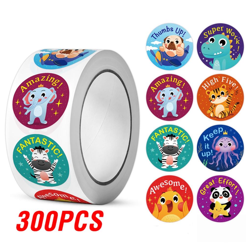100-500pcs Reward Label Cartoon Animal Sticker Thank You Cute Game Sticker DIY Gift Sealing Label Decoration Supple