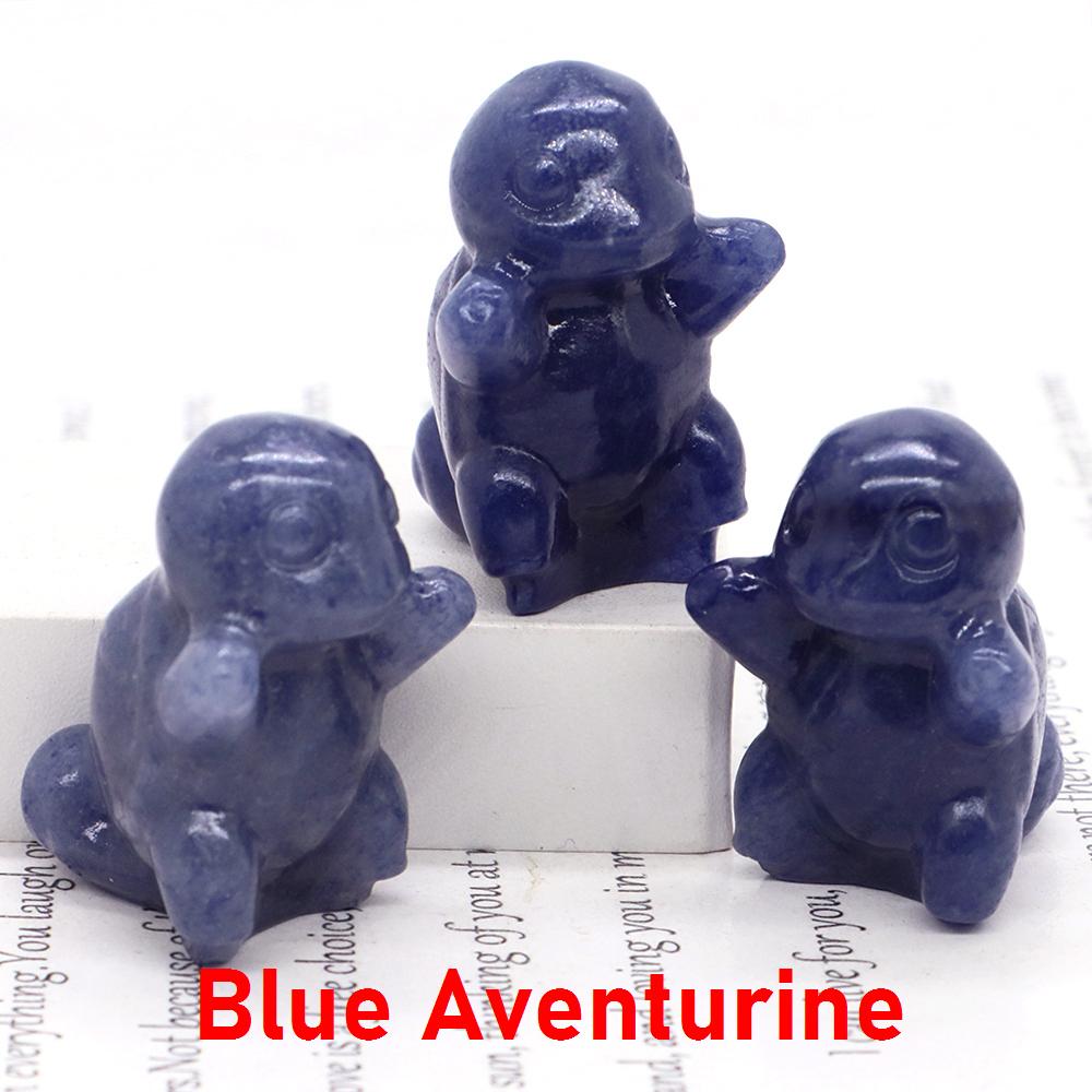 1.2" Cute Cartoon Turtle Figures Natural Stones Carved Anime Statue Healing Crystals Animals Room Ornaments Kids Christmas Gifts