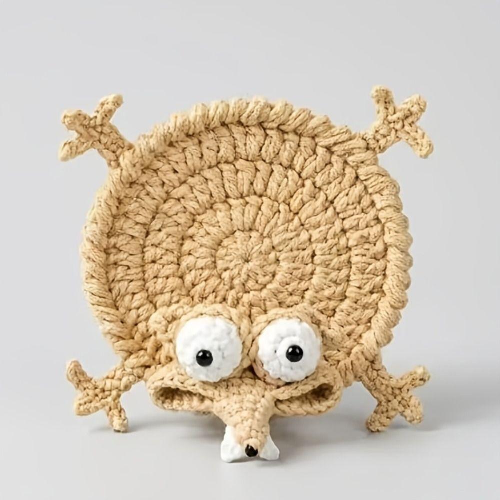 Non-Slip Crochet Squirrel Coasters Creative Knitted Animal Mat Durable Water Cup Mat Tableware