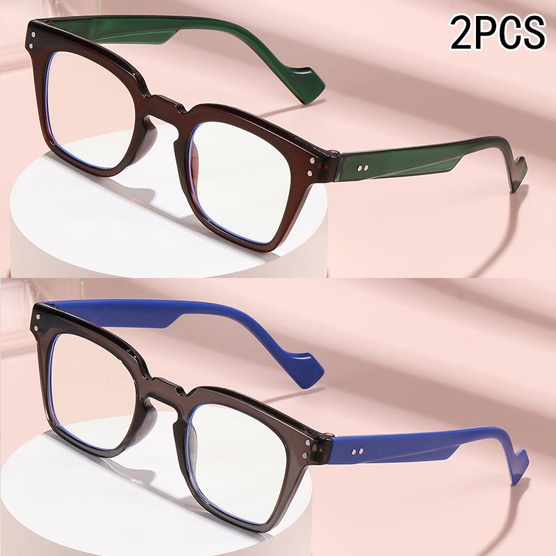 

2PCS Oversized Frames Vintage Eyeglasses Frames Trendy Premium Definition Reading Eyeglasses For Male And Female Stylish 9672 2