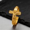 Open Cross Ring for Men,Stainless Steel Black/Gold/Silver Color Jesus Crucifix Adjustable Band,Punk Faith Jewelry Gift