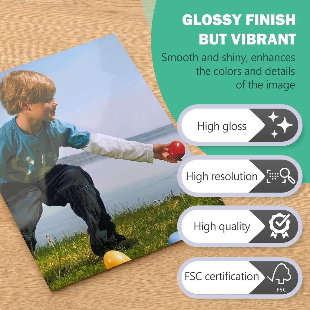 8.5 X 14 Glossy Photo Paper for Inkjet Printer, US Legal Size, 50 Sheets (P8514WS200GP)