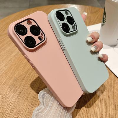 Fashion Candy Color Matte PC Hard Slim Case For iPhone 16 15 14 13 12 Pro Max Plus With Glass Camera Lens Film Protective Cover