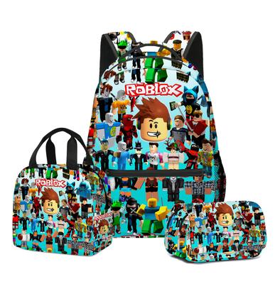 ROBLOX Školní set pro děti - Školní batoh, Taška na svačinu, Dvoupatrový penál, Dárek pro studenty-hráče