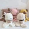 Korean Style Bear Scarf Hat Set Cute Kids Crochet Hat Children's Ear Protection Hat  Outdoor