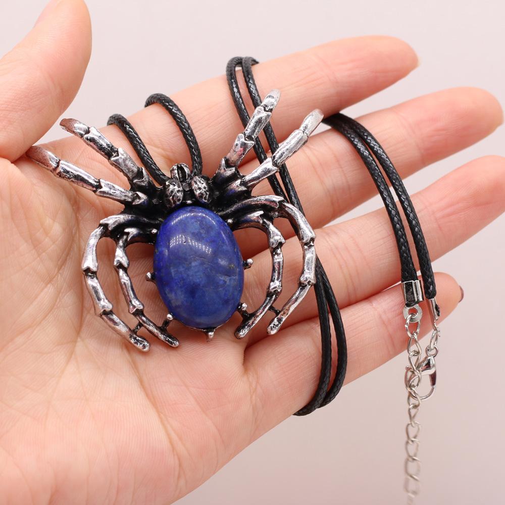 Natural Shell Alloy Necklace Spider-Shaped Brooch Pendant Charms For Elegant Women Love Romantic Gift