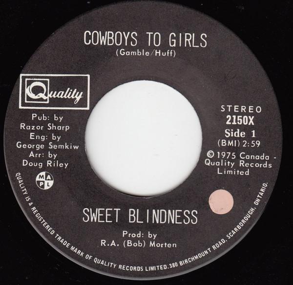 

7-дюймовая пластинка SWEET BLINDNESS Cowboys To Girls 2150X Качество 1975 Канада SoulFunk Б/у