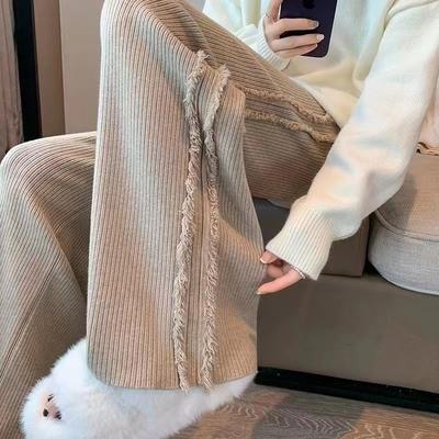 Sieviešu bikses ar bārkstīm, platas bikses ar augstu vidukli