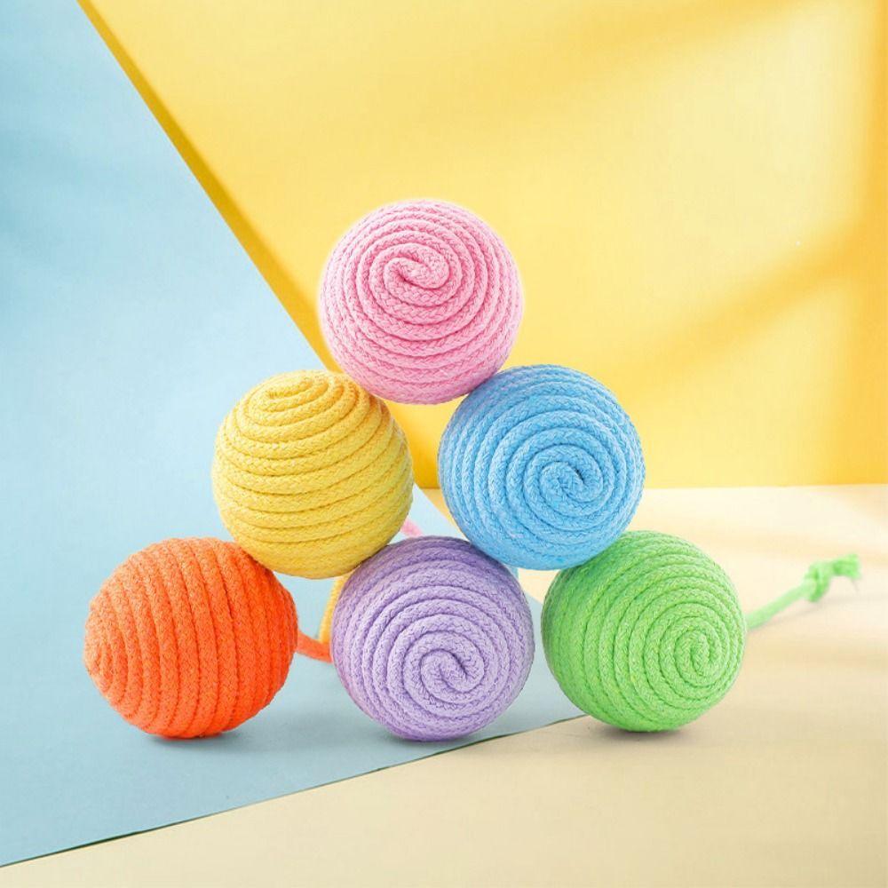 Bite Resistant Cat Cotton Rope Ball Wear Resistant with Rope Cat Interactive Sounding Pet Grinding Knot For Cats Kitten