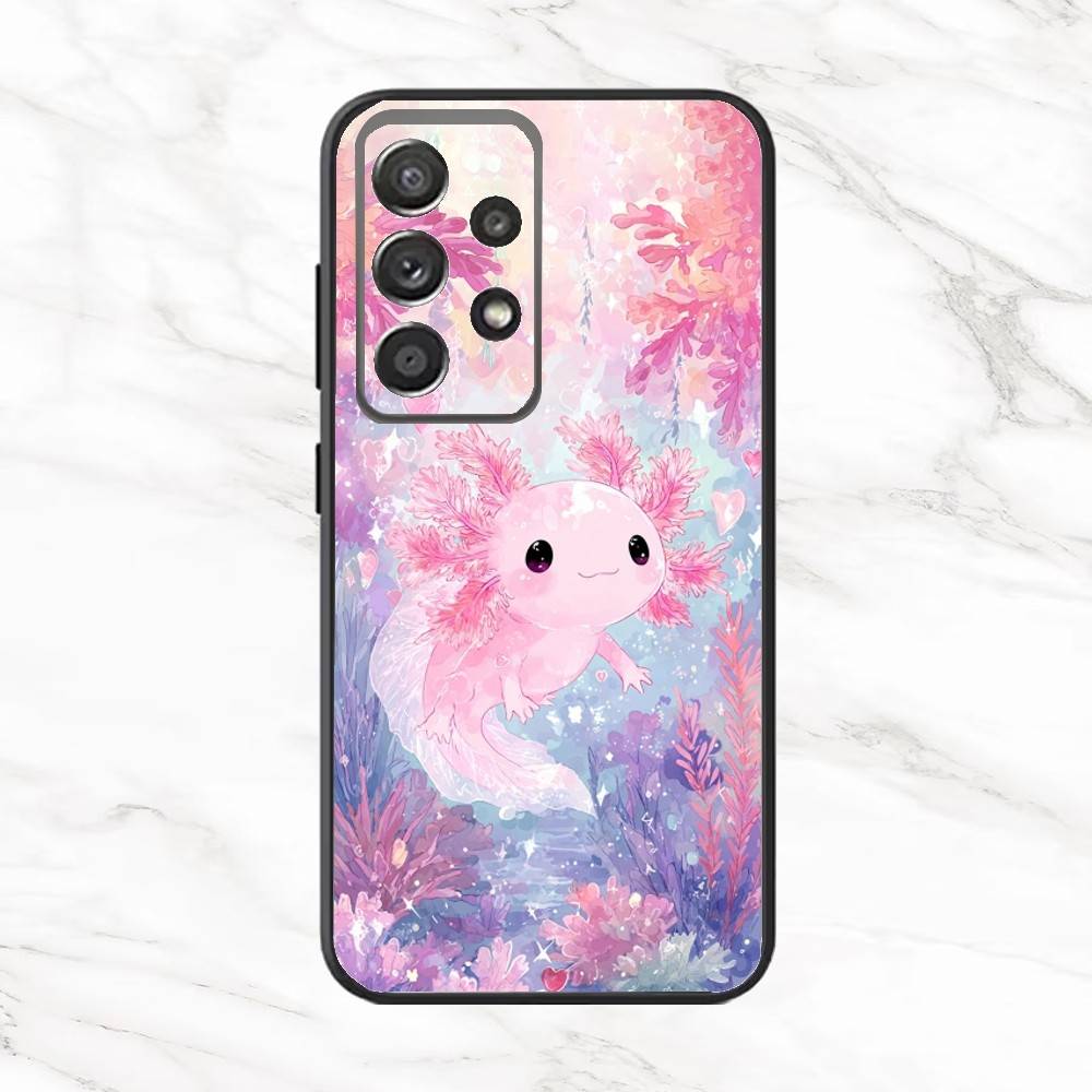 

Cartoon Cute Axolotl Phone Case For Samsung S25,S24,S21,S22,S23,S30,Ultra,S20,Plus,Fe,Note,10,9,5G Black Cover Samsung S21Ultra