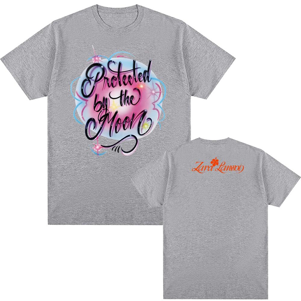 Zara Larsson-Chráněná Měsícem Dětské Žebrované Tričko Letní Tričko ve Stejném Stylu jako Zpěvačka Vysoce Kvalitní 100% Bavlna Topy