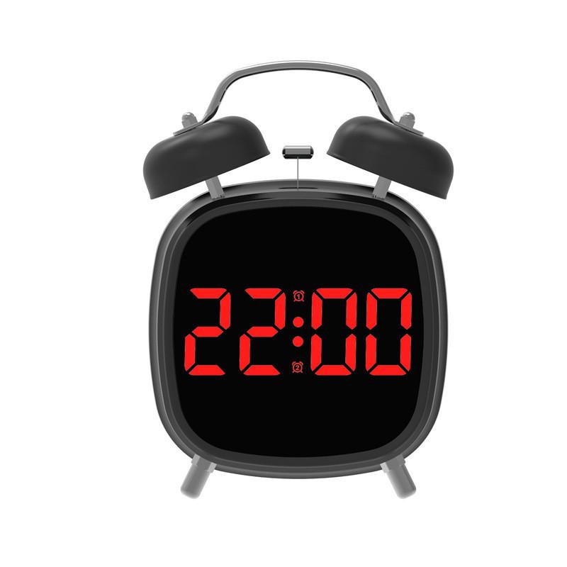 Electronic Metal Alarm Clock Featuring Led Screen And Powerful Chime For Home Sleep Aid
