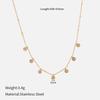 European and American retro inlaid water diamond round necklace stainless steel dopamine collarbone chain niche versatile item jewelry women