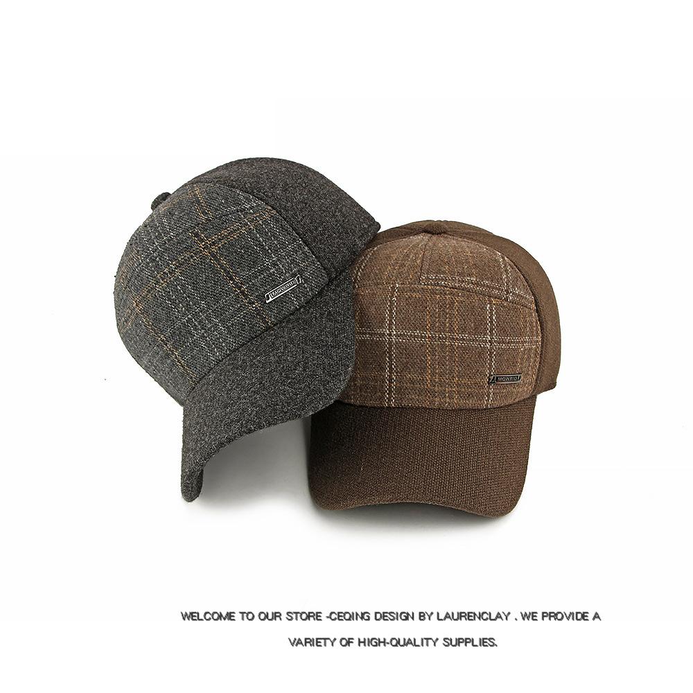 Men's Plaid Wool Blend Baseball Cap - Casual Retro Style Adjustable Hat (5 Color Options)