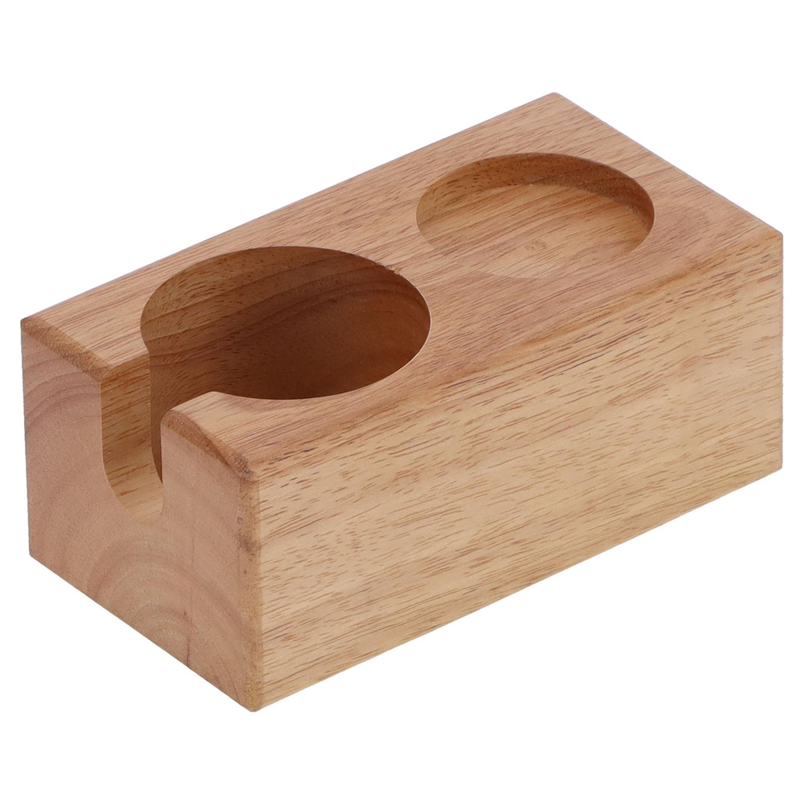 

2‑Holes Coffee Portafilter Holder Wooden Coffee Filter Tamper Station Stand Storage Rack