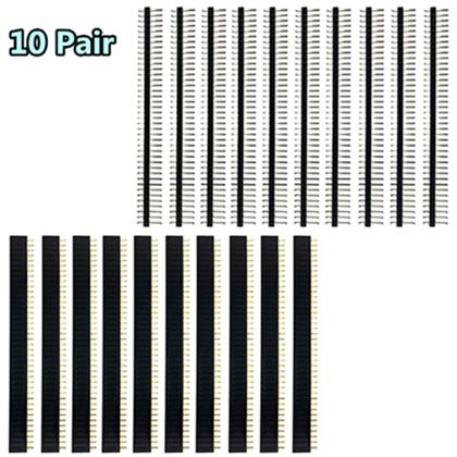 40 Pin 1x40 Single Row Male and Female 2.54 Breakable Pin Header PCB JST Connector Strip for Arduino Black