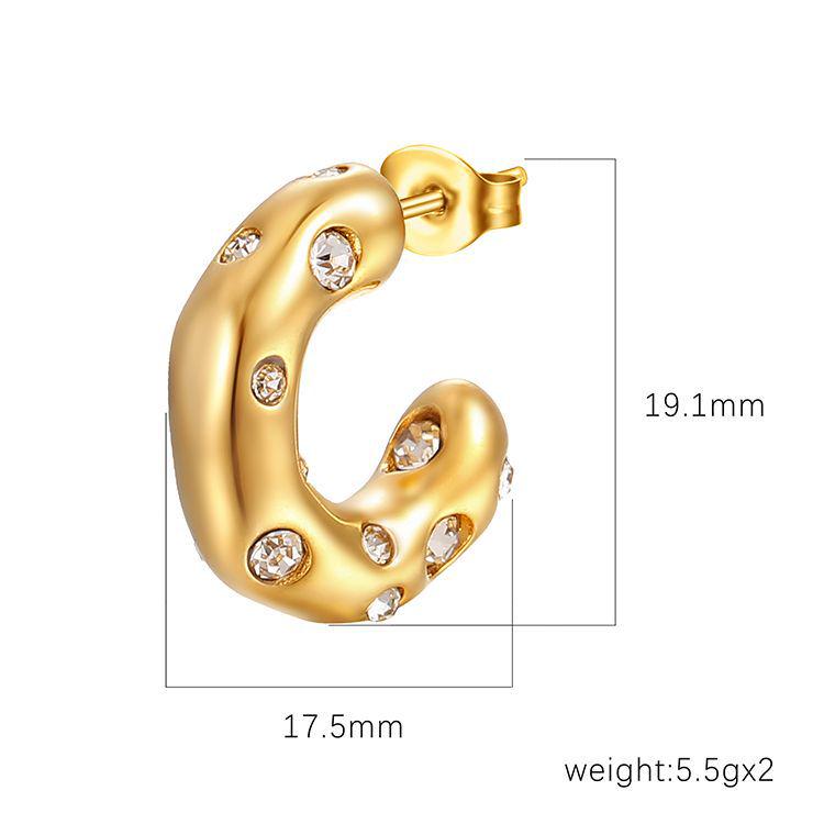 Kolczyki damskie ze stali nierdzewnej z cyrkoniami - Styl light luxury