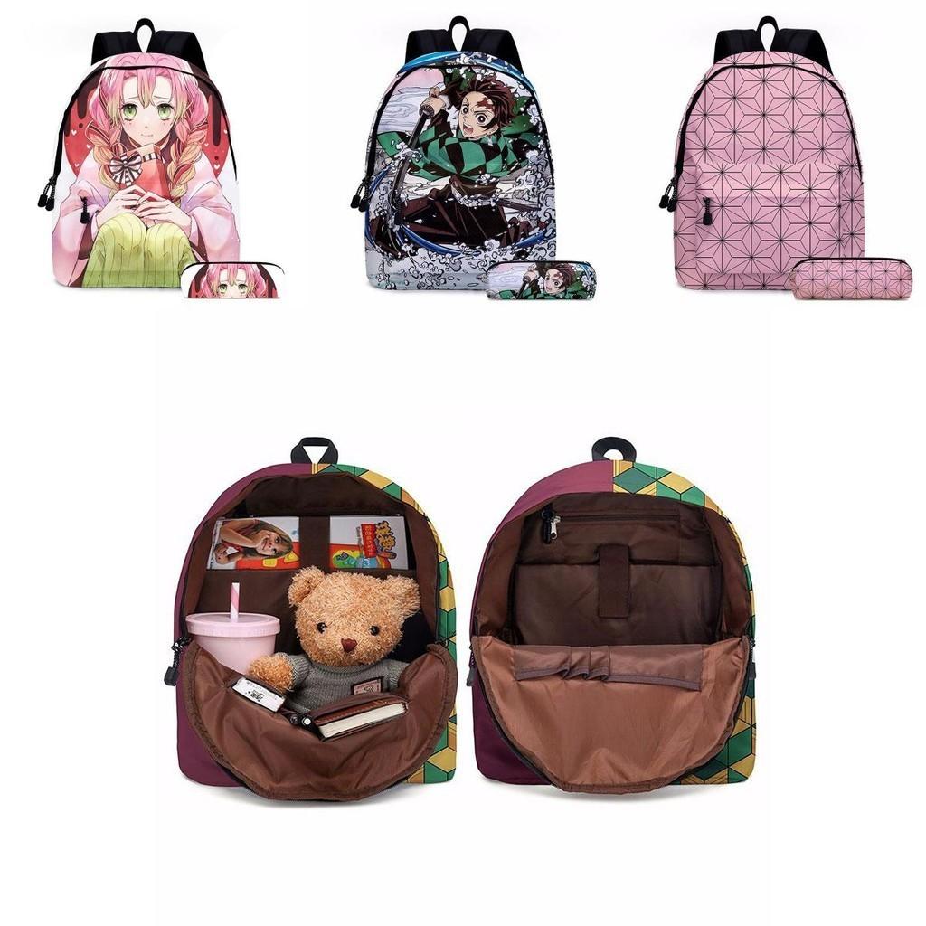 Demon Slayer Anime Cartoon Backpack Set For Students Durable Breathable And Lightweight