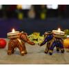 Cotton Elephant Design Tealight Candle Holder, Pack of 2