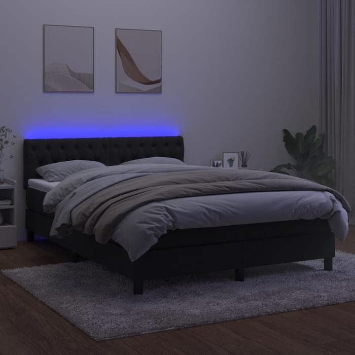Maison Exclusive - Sommier à lattes de lit avec matelas et LED Noir 140x190 cm