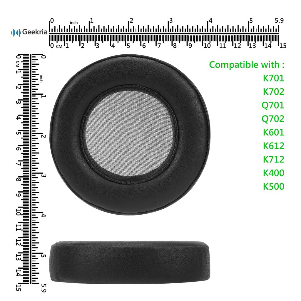 Geekria Elite Compatible Ear Pads for AKG K701, K702, Q701, Q702, K601, K612, K712, K400, and K500 Headphones, Black Sheepskin Ear/Ear Cup Pads