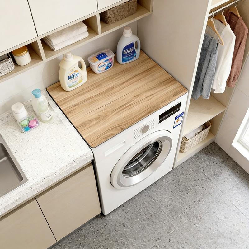 1 Pezzo Tappetino Copri Lavatrice Effetto Legno Chiaro, Assorbente Antiscivolo Asciugatura Rapida Protezione Piano Cucina Bucato Decorazione Casa
