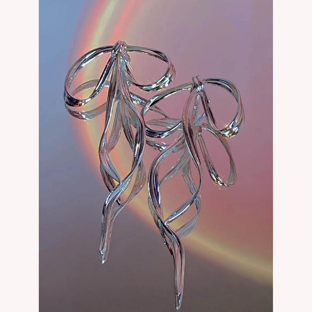 Jednoduché náušnice s přívěsky v podobě linie, visací náušnice ve tvaru mašle, přívěsek s mašlí, univerzální kovový doplněk pro každodenní nošení