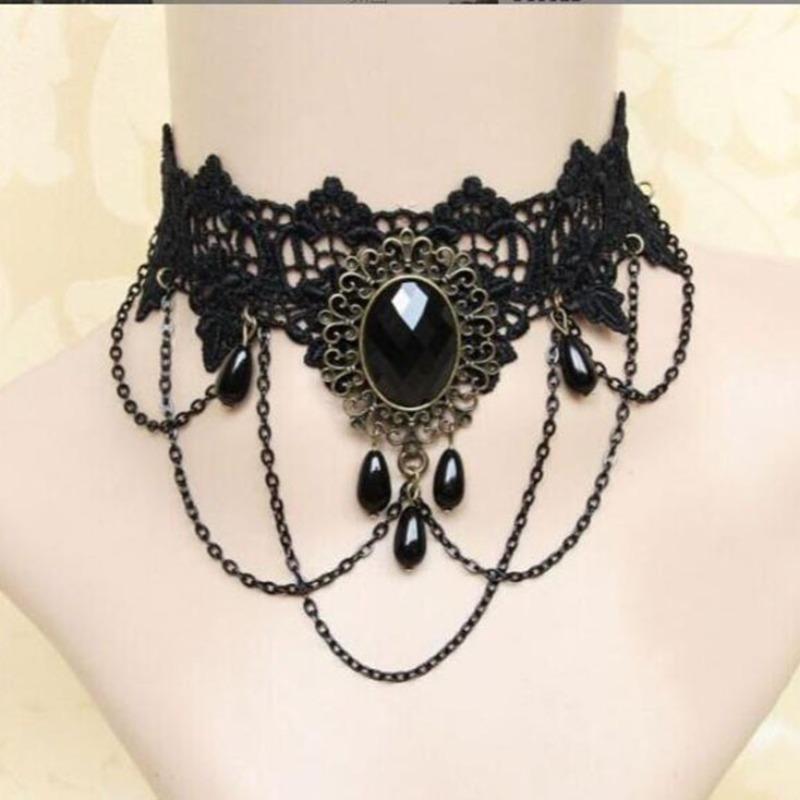 Accessories Women's Cervical Strap Court Gothic Hottie Necklace Lace Necklace Choker Collarbone Chain Collar Vintage