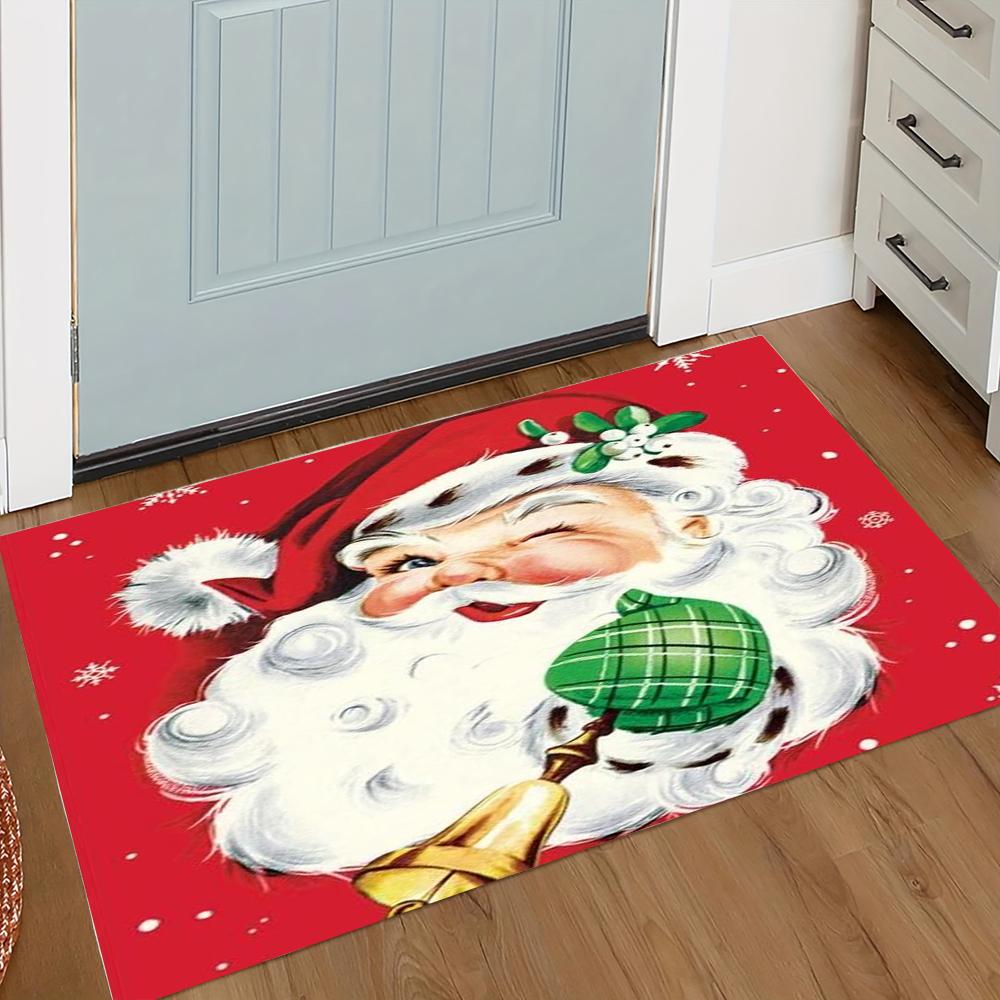 Christmas Welcome Doormat Durable and Easy To Clean Entryway Door Mat Holiday Floor Mat Home Decorative Carpet