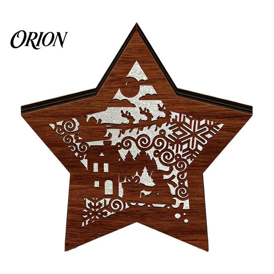 Unique Christmas Gifts 3D Wooden LED Night Light, Hollow Carved Tabletop Decor Seasonal with Warm Glow, Festive Holiday Home And Office Decoration
