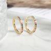 Trendy Gold Color Cubic Zirconia Round Copper Earrings For Women Metal Crystal Earring Party Everyday Zircon