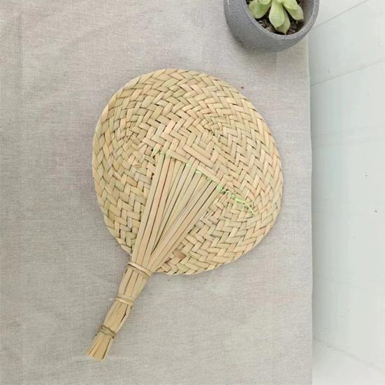 Handmade Weaving Fan Natural Bamboo Raffia Hand Fan Chinese Style Woven Palm Leaf Handheld Fan Summer Cooling Fan Wedding Party Decoration