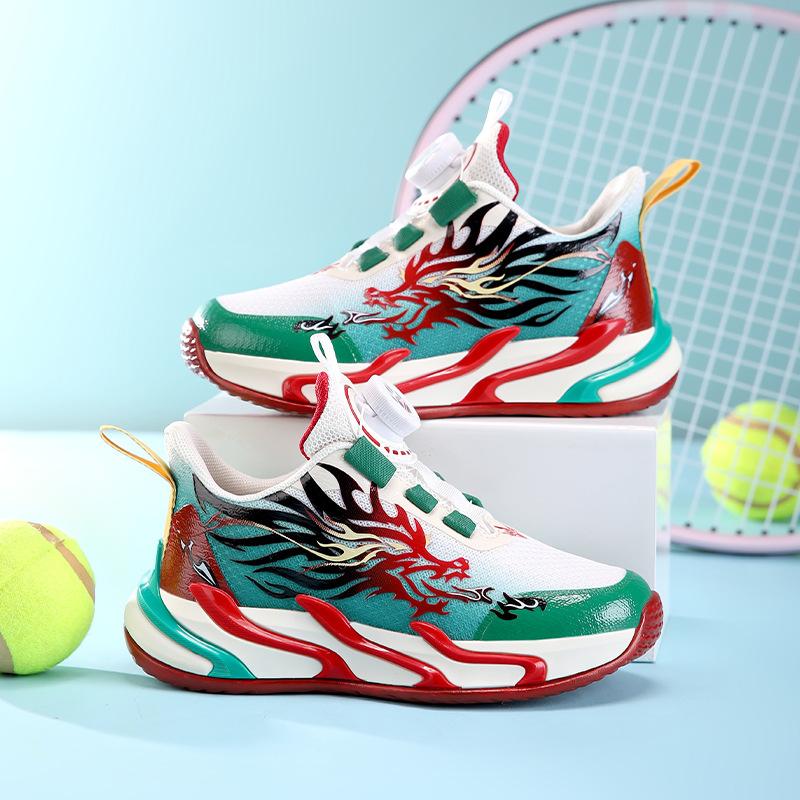 Children's sports shoes 2025 spring and autumn new mesh breathable non-slip lightweight rotating buckle casual boys running shoes tide