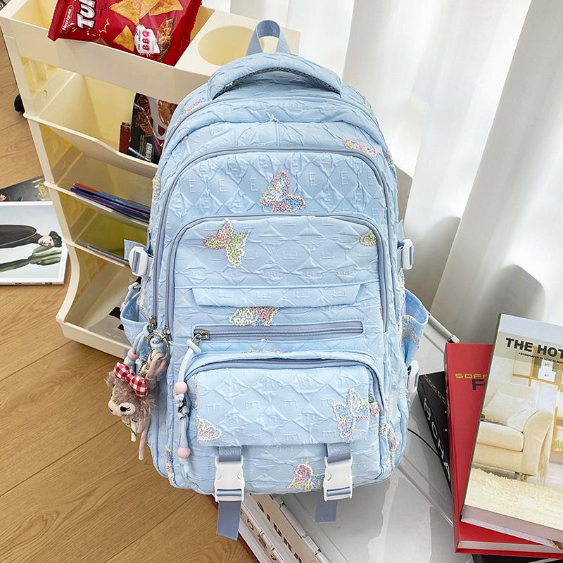 Schoolbag Female Junior High School Students' High capacity High School Students' Backpacks Are High Value  Light and Simple Backpacks.