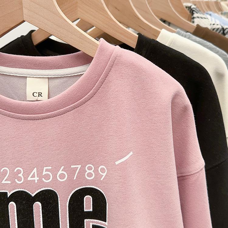 Large American Print Round Neck Long Sleeve Pullover Sweater